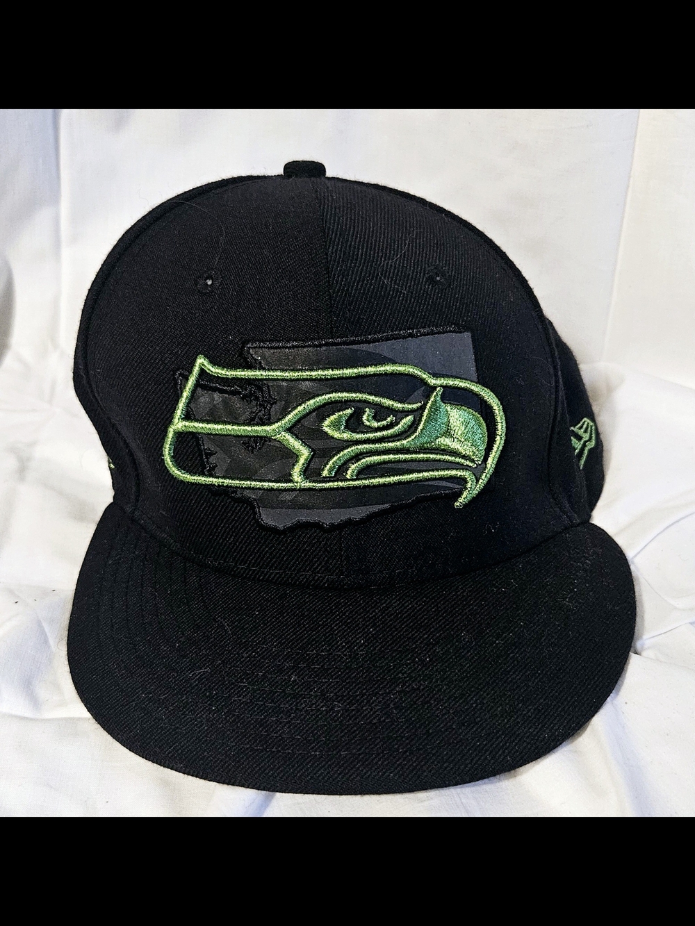 Seattle Seahawks 59Fifty Black/Metallic Neon Green  Hat.